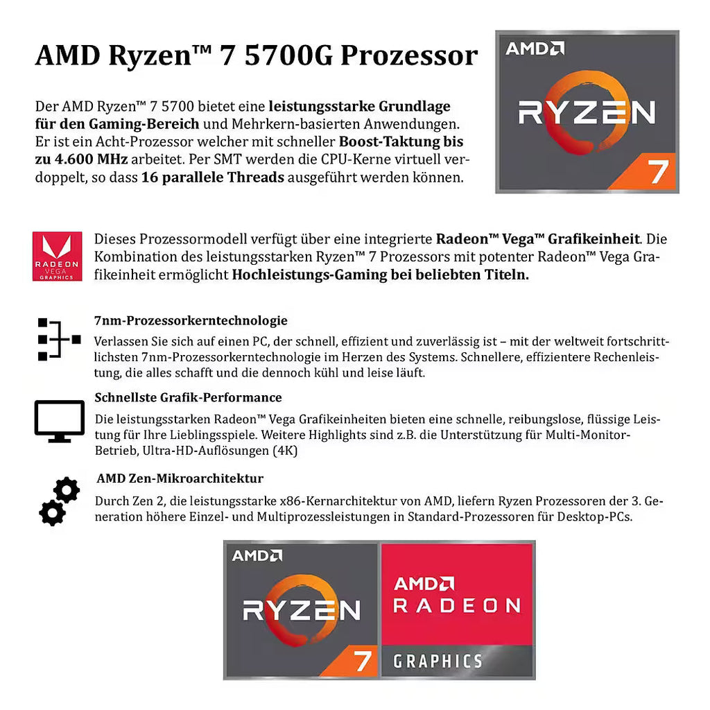 MEINPC AMD Ryzen 7 Set Gaming-PC-Komplettsystem