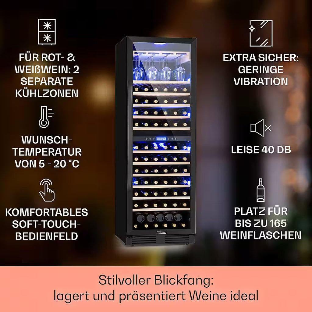 KLARSTEIN Vinovilla Grande 165 Built-in Duo Onyx – Weinkühlschrank