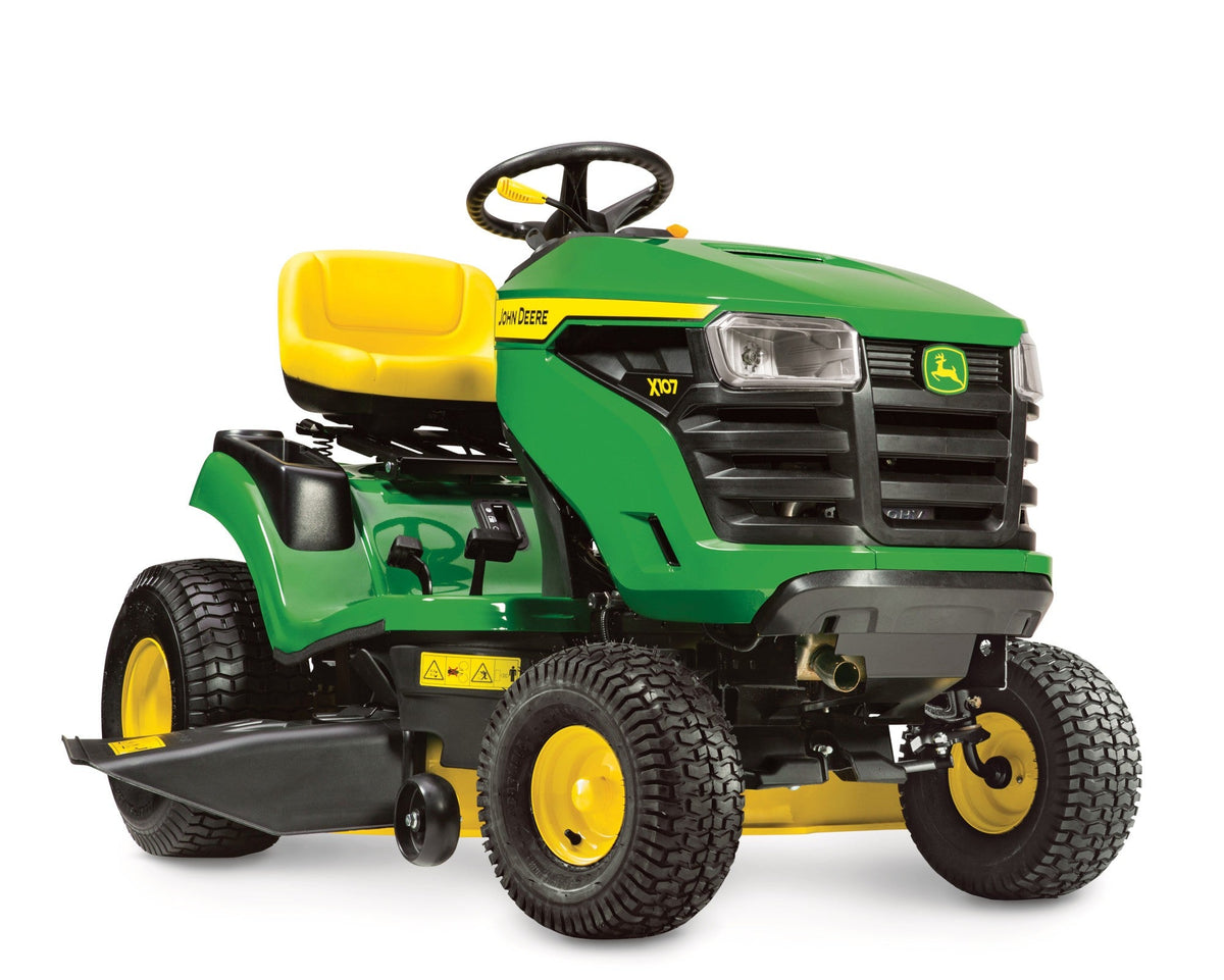 John Deere X107 – Tracteur de pelouse à éjection latérale et fonction mulching
