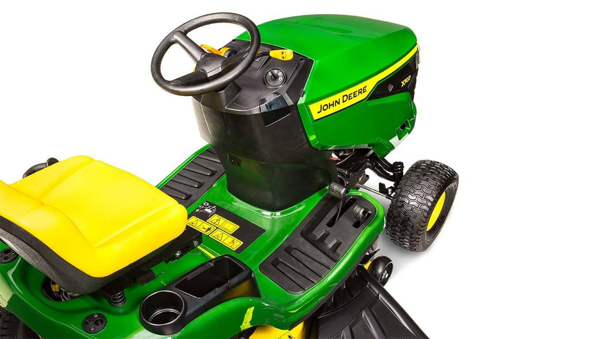 John Deere X107 – Tracteur de pelouse à éjection latérale et fonction mulching
