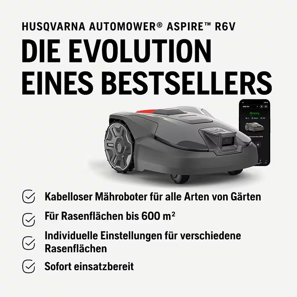 HUSQVARNA Automower Aspire R6V – Mähroboter ohne Begrenzungskabel