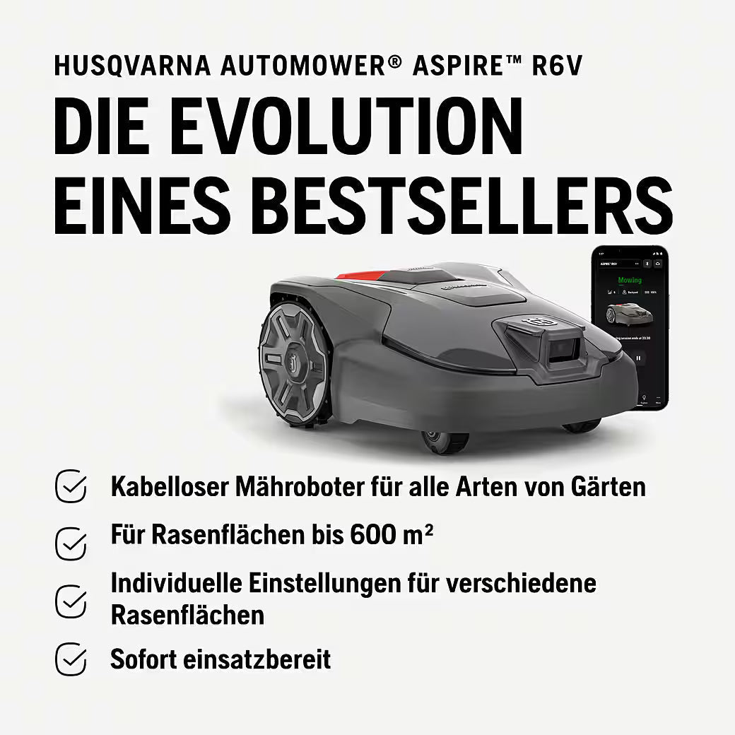 HUSQVARNA Automower Aspire R6V – Mähroboter ohne Begrenzungskabel