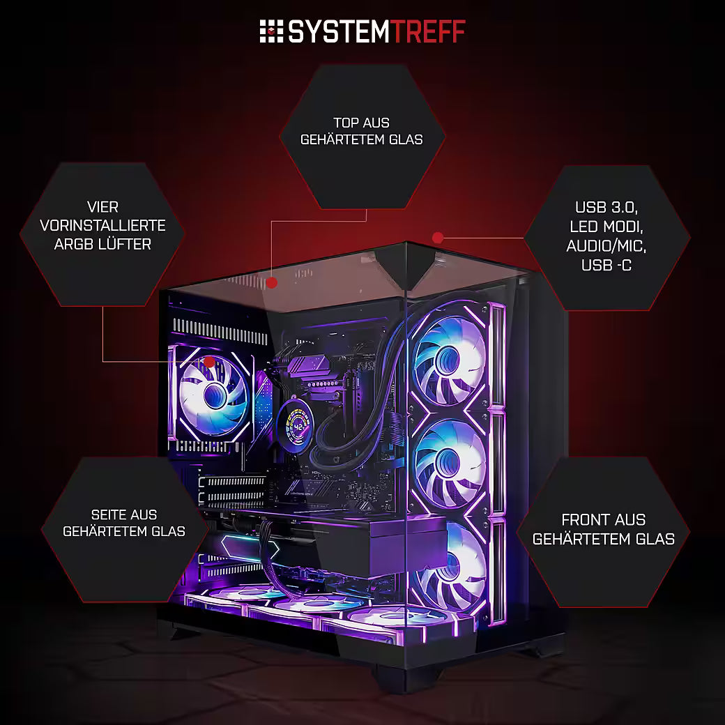 SYSTEMTREFF AMD Ryzen 7 9800X3D Gaming-PC mit NVIDIA GeForce RTX 5080 16GB