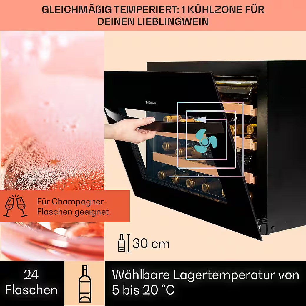 KLARSTEIN Vinsider 24 Built-In Uno – Einbau-Weinkühlschrank