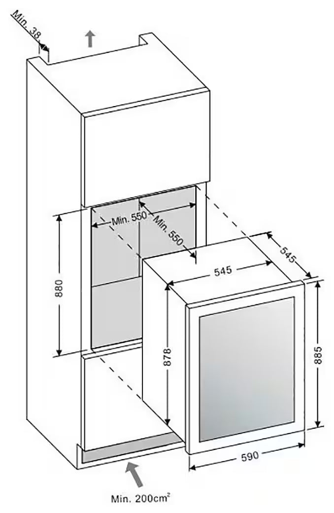AMICA WK 341 220 S – Einbau-Weinkühlschrank