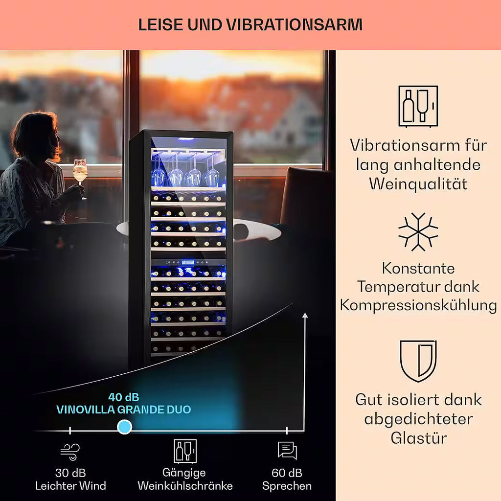 KLARSTEIN Vinovilla Grande 165 Built-in Duo Onyx – Weinkühlschrank