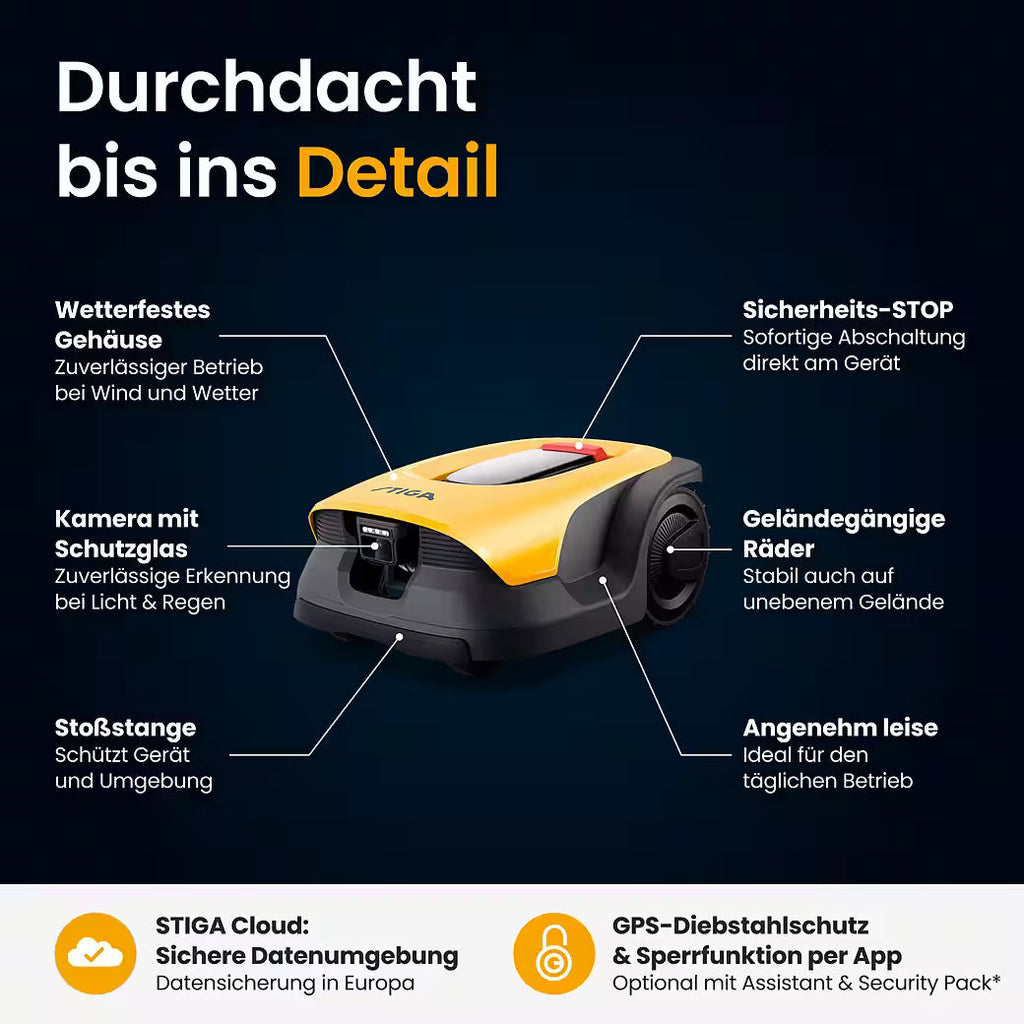 STIGA A 10v – Kabelloser Mähroboter für Flächen bis zu 1.000 m²