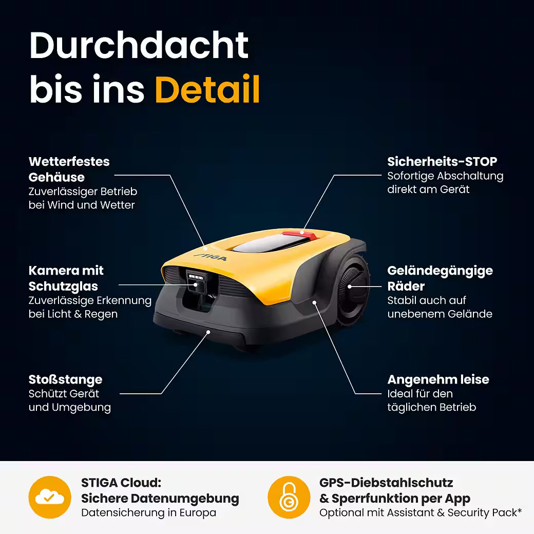 STIGA A 10v – Kabelloser Mähroboter für Flächen bis zu 1.000 m²
