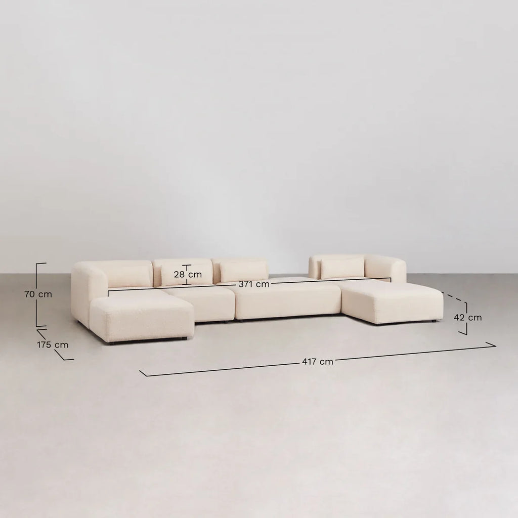 Fogler vierteiliges modulares Sofa mit Récamiere und Ottomane