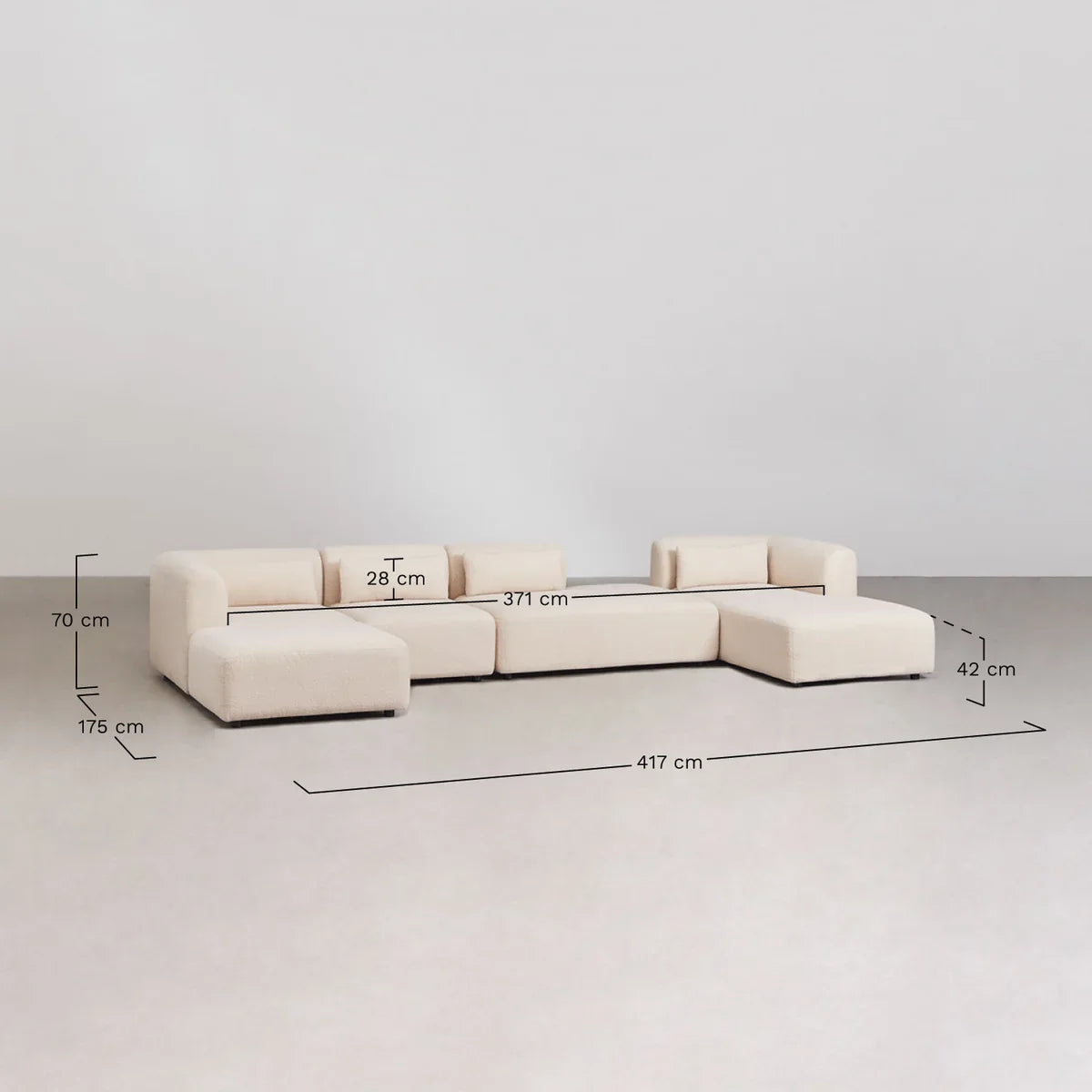 Fogler vierteiliges modulares Sofa mit Récamiere und Ottomane