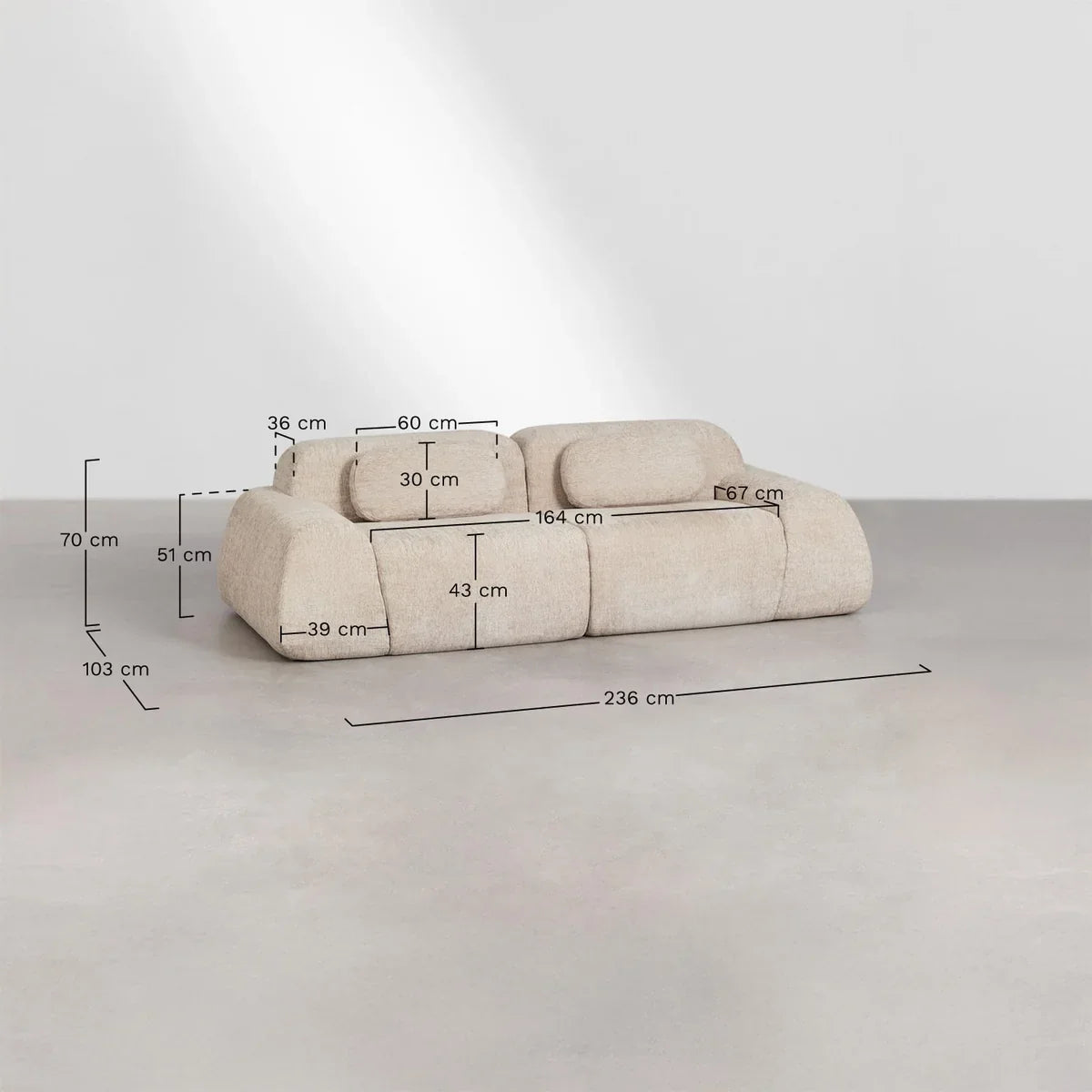Merida Modulares Chenille-Sofa, 2-teilig