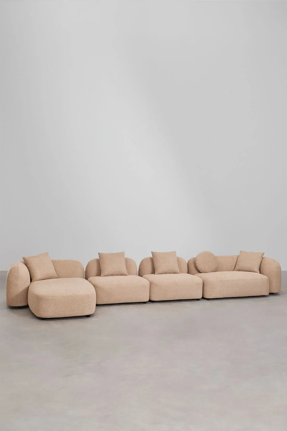 Canapé modulable 4 places Coco en chenille avec méridienne gauche