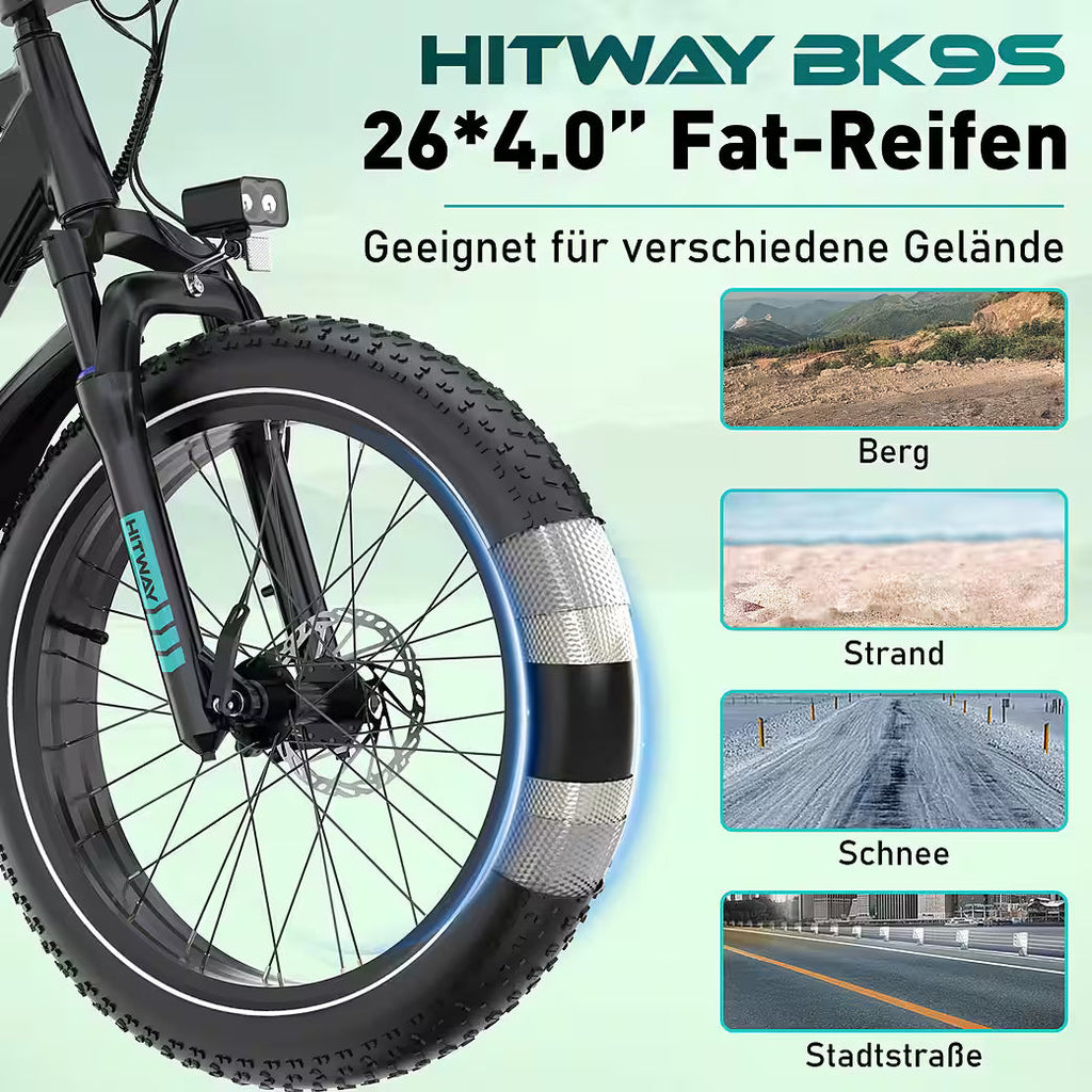 HITWAY BK9S – E-Mountainbike Fatbike 26 × 4,0 Zoll