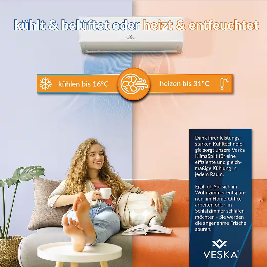 VESKA Split-Klimaanlage Inverter 12.000 BTU – 3,5 kW