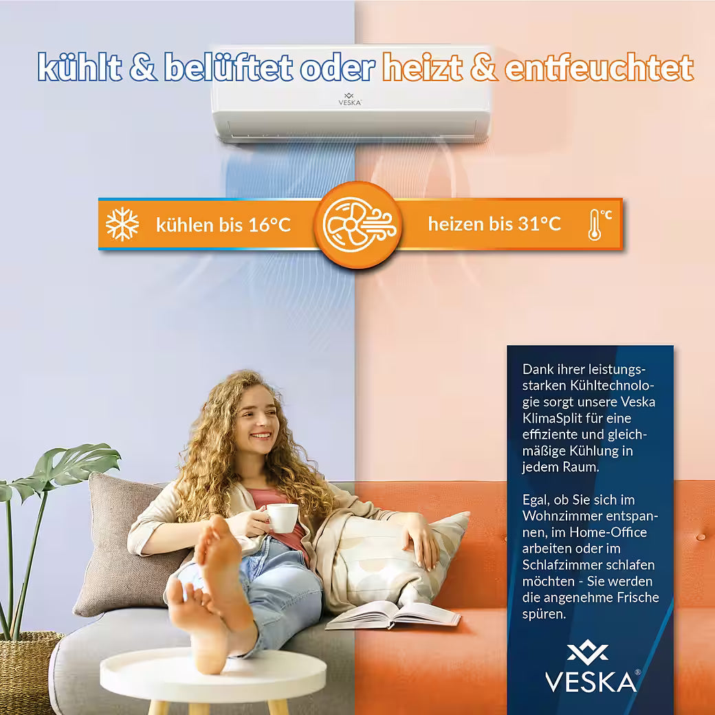 VESKA Split-Klimaanlage Inverter 12.000 BTU – 3,5 kW