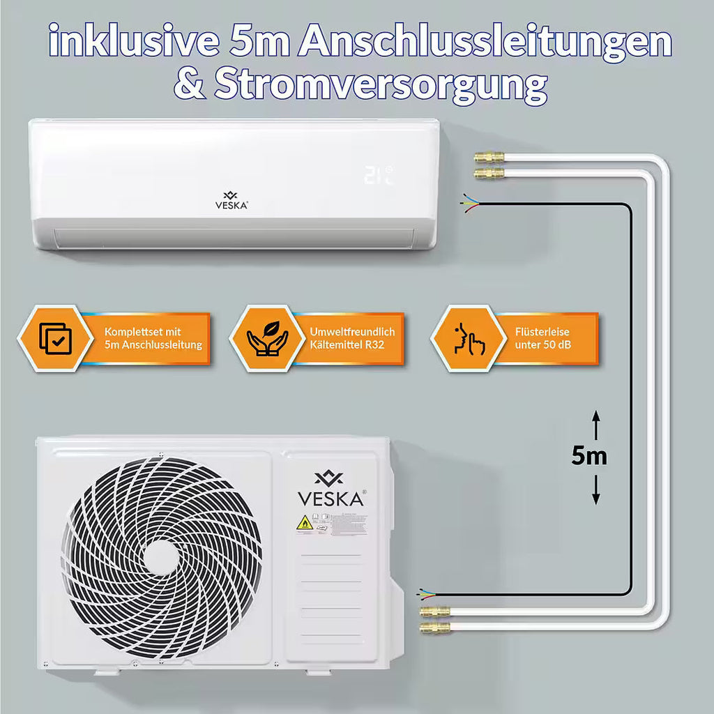 VESKA Split-Klimaanlage Inverter 12.000 BTU – 3,5 kW