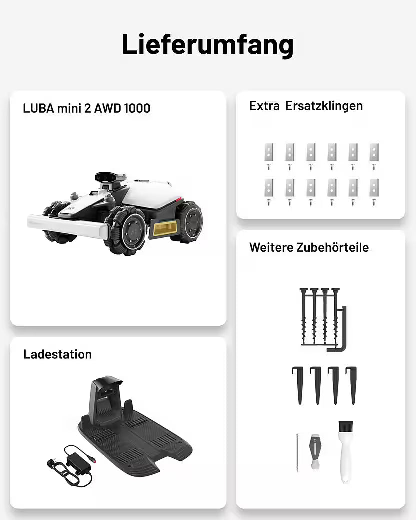 MAMMOTION LUBA Mini 2 AWD 1000 – Rasenroboter ohne Begrenzungskabel