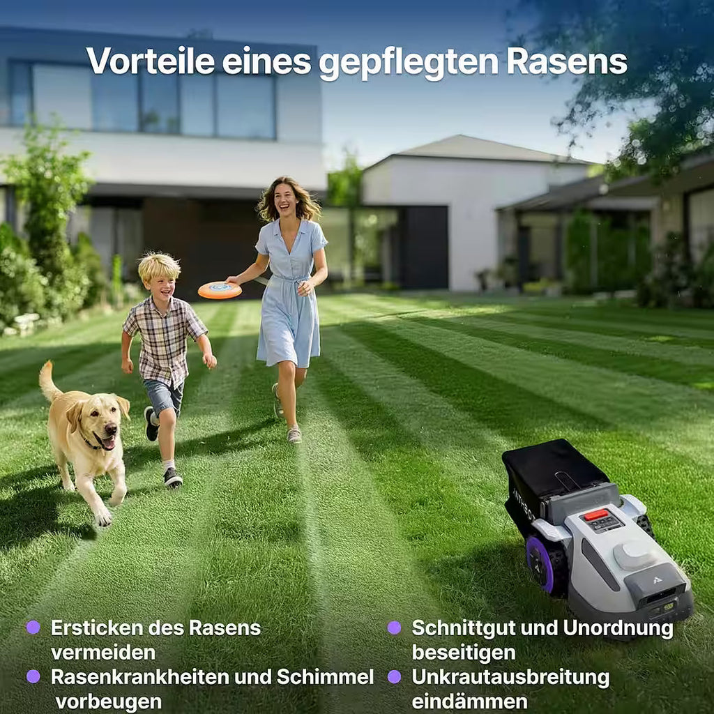 ANTHBOT N8 – 4-in-1 Mähroboter ohne Begrenzungskabel mit 23-L-Fangkorb