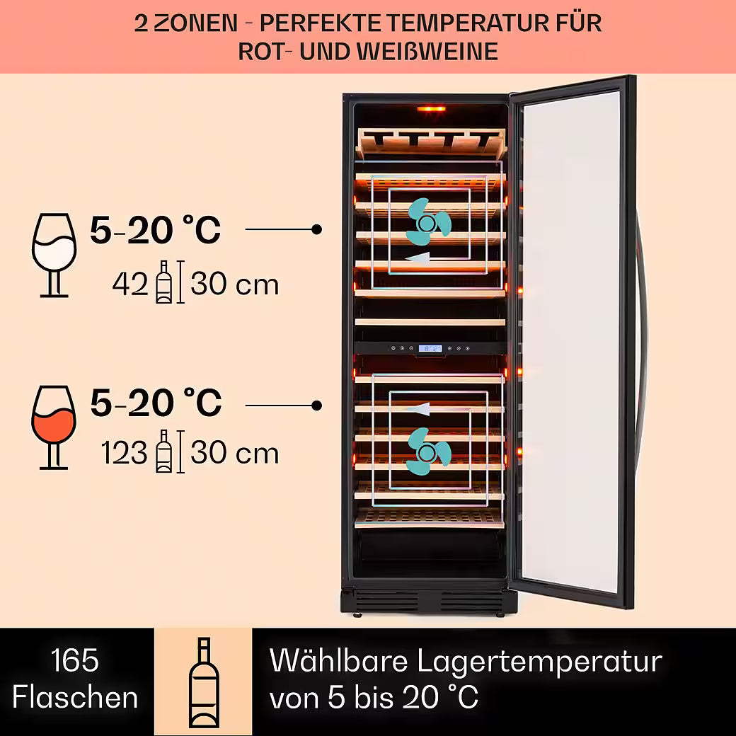 KLARSTEIN Vinovilla Grande 165 Built-in Duo Onyx – Weinkühlschrank