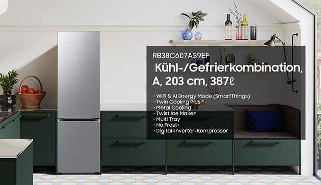 Samsung RB38C607AS9 – Kühl-/Gefrierkombination Front: