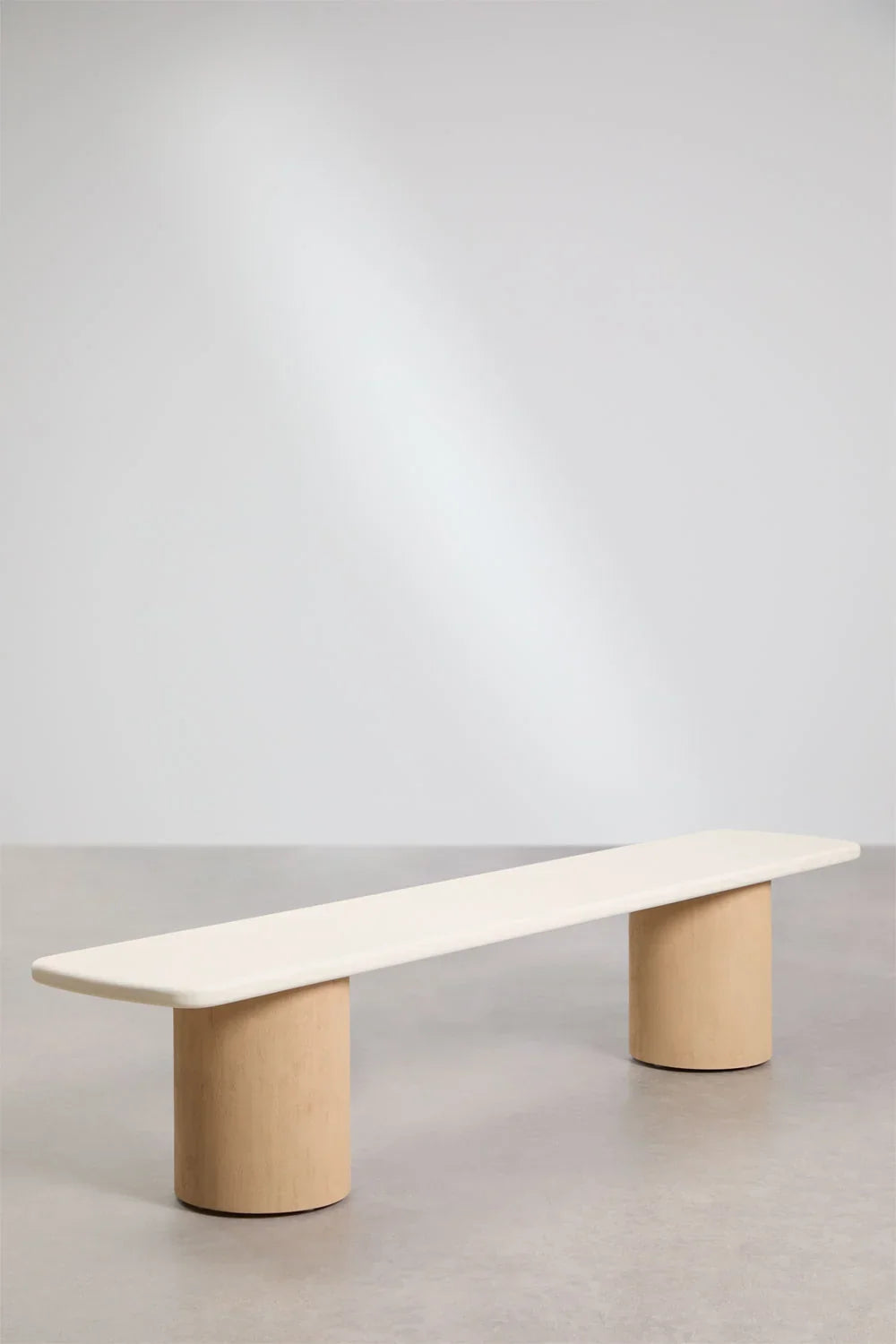 Ensemble de table de jardin rectangulaire Sharpay 230x110 cm avec 2 bancs de jardin en ciment et bois d'acacia