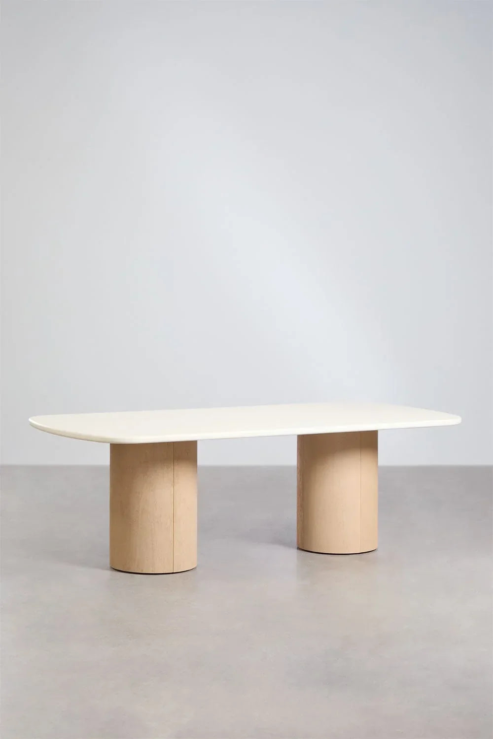 Ensemble de table de jardin rectangulaire Sharpay 230x110 cm avec 2 bancs de jardin en ciment et bois d'acacia