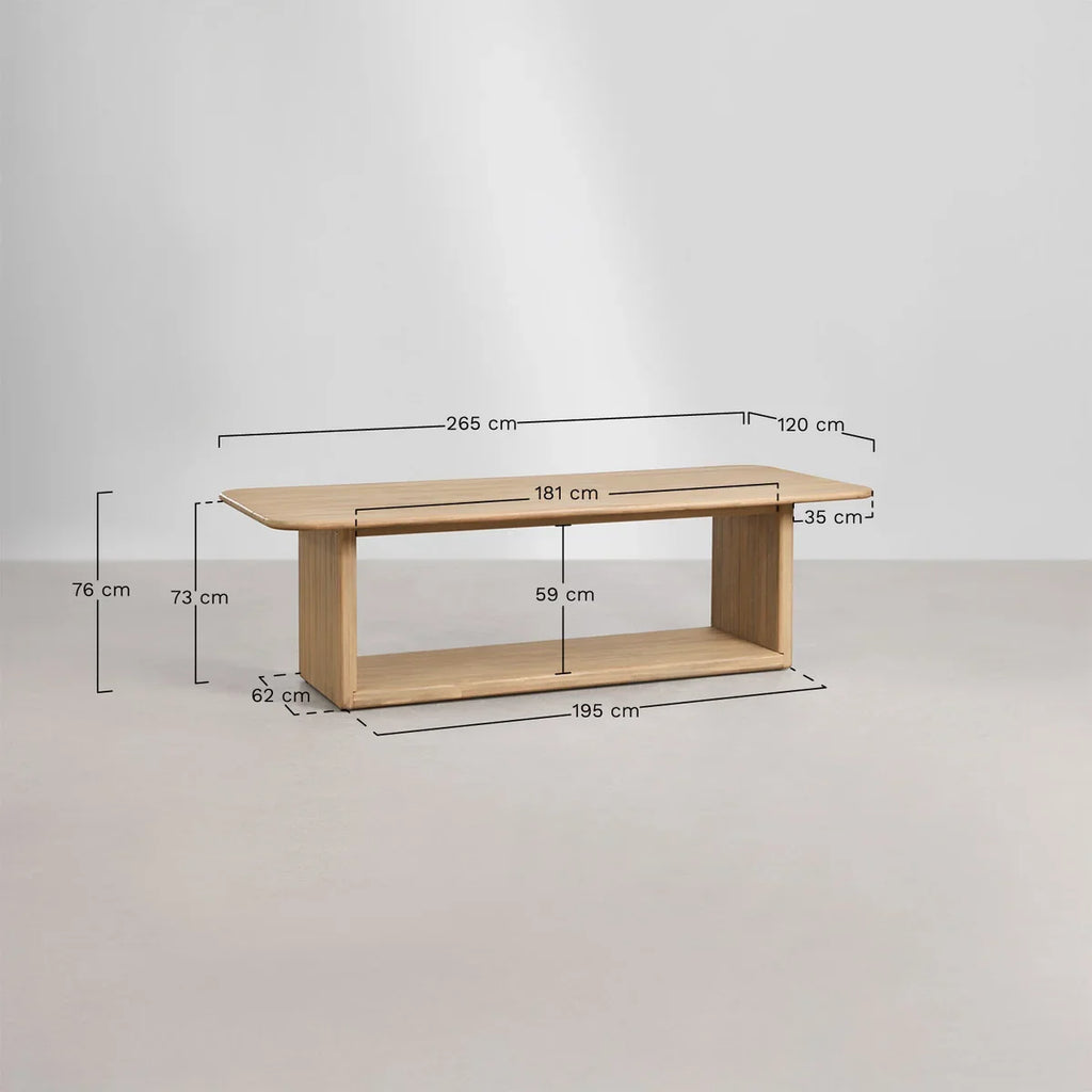 Siena rechteckiger Gartentisch 265x120 cm aus Akazienholz